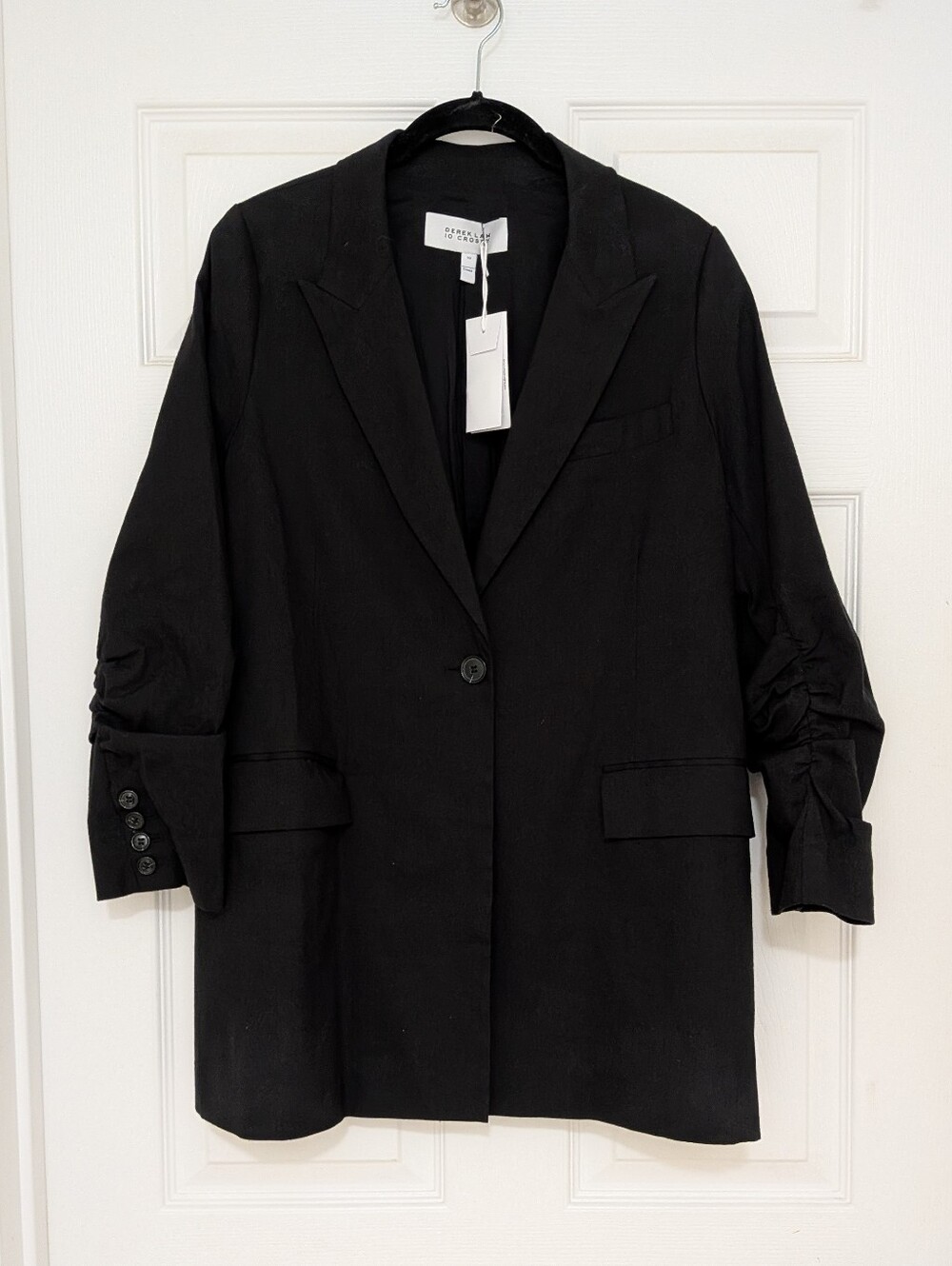 Derek Lam 10 Crosby Women's Harrison Gathered Sleeve Blazer Size 10